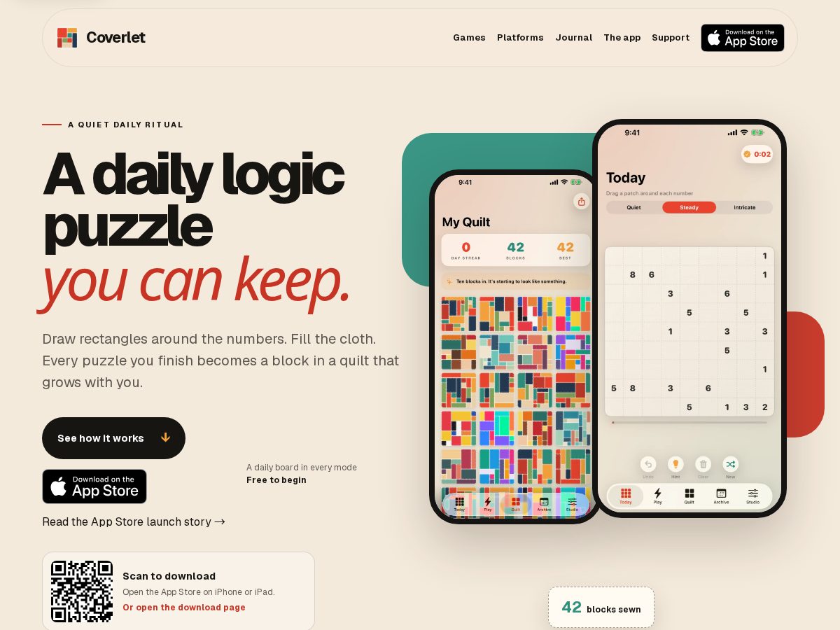 Landing-page snapshot of coverlet.site