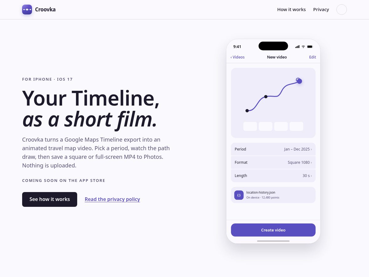 Landing-page snapshot of croovka.com