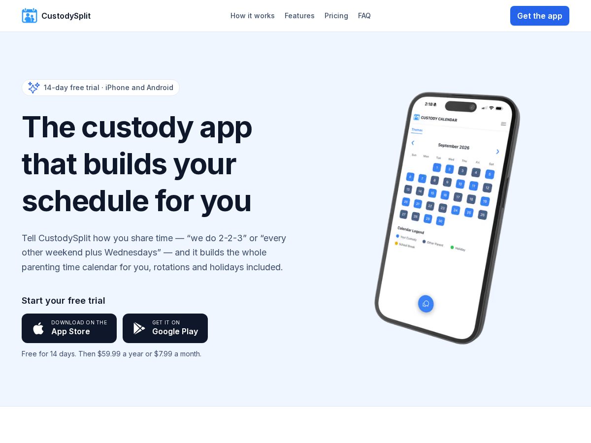 Landing-page snapshot of custodysplit.com