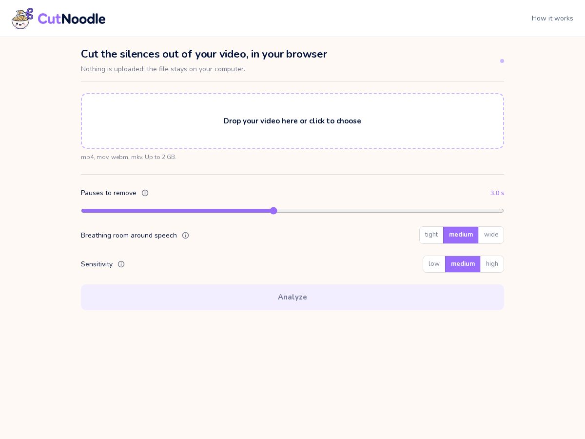 Landing-page snapshot of cut-noodle.com