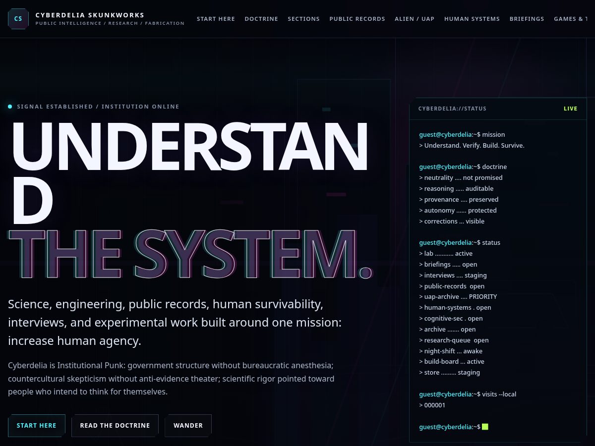 Landing-page snapshot of cyberdeliaskunkworks.com