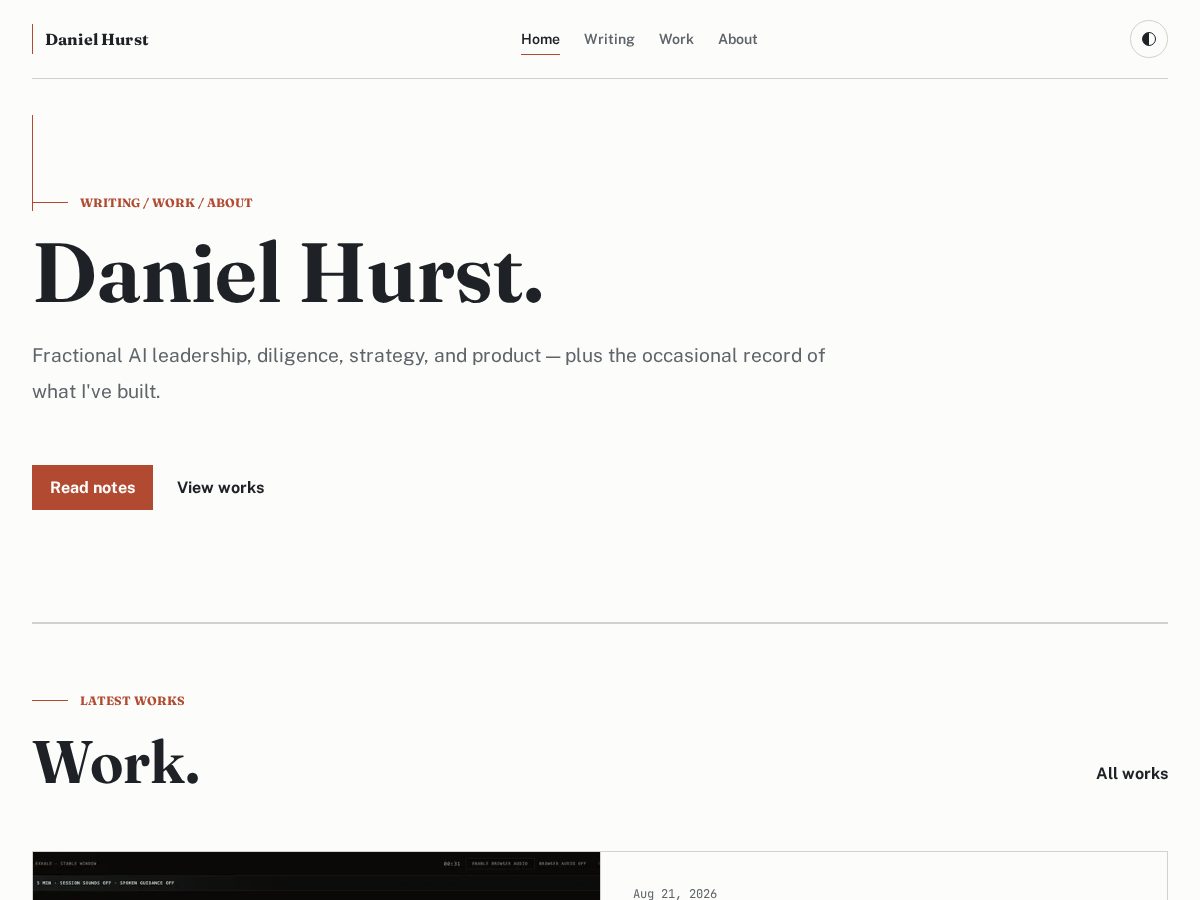 Landing-page snapshot of danielhurst.xyz