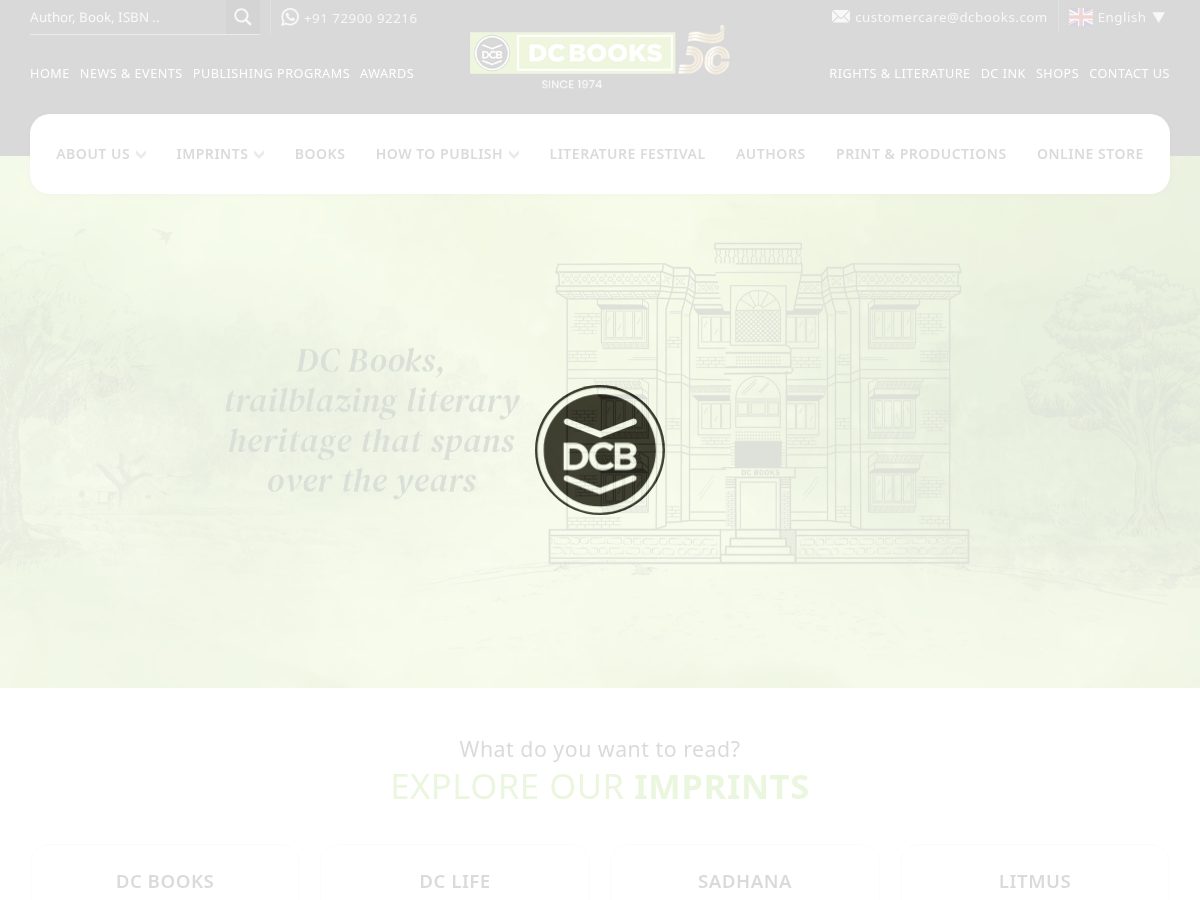 Landing-page snapshot of dcbooks.org