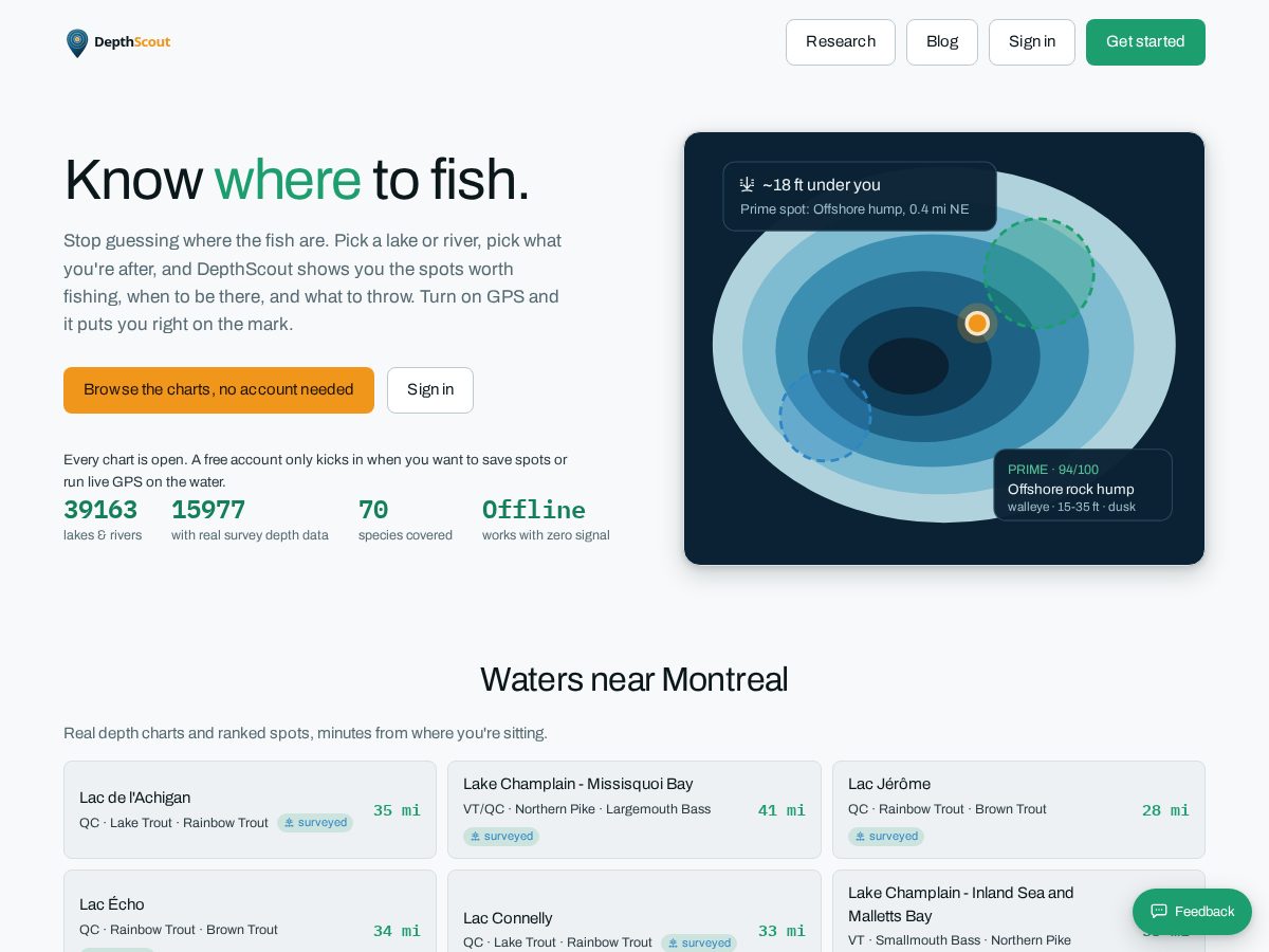 Landing-page snapshot of depthscoutmaps.com