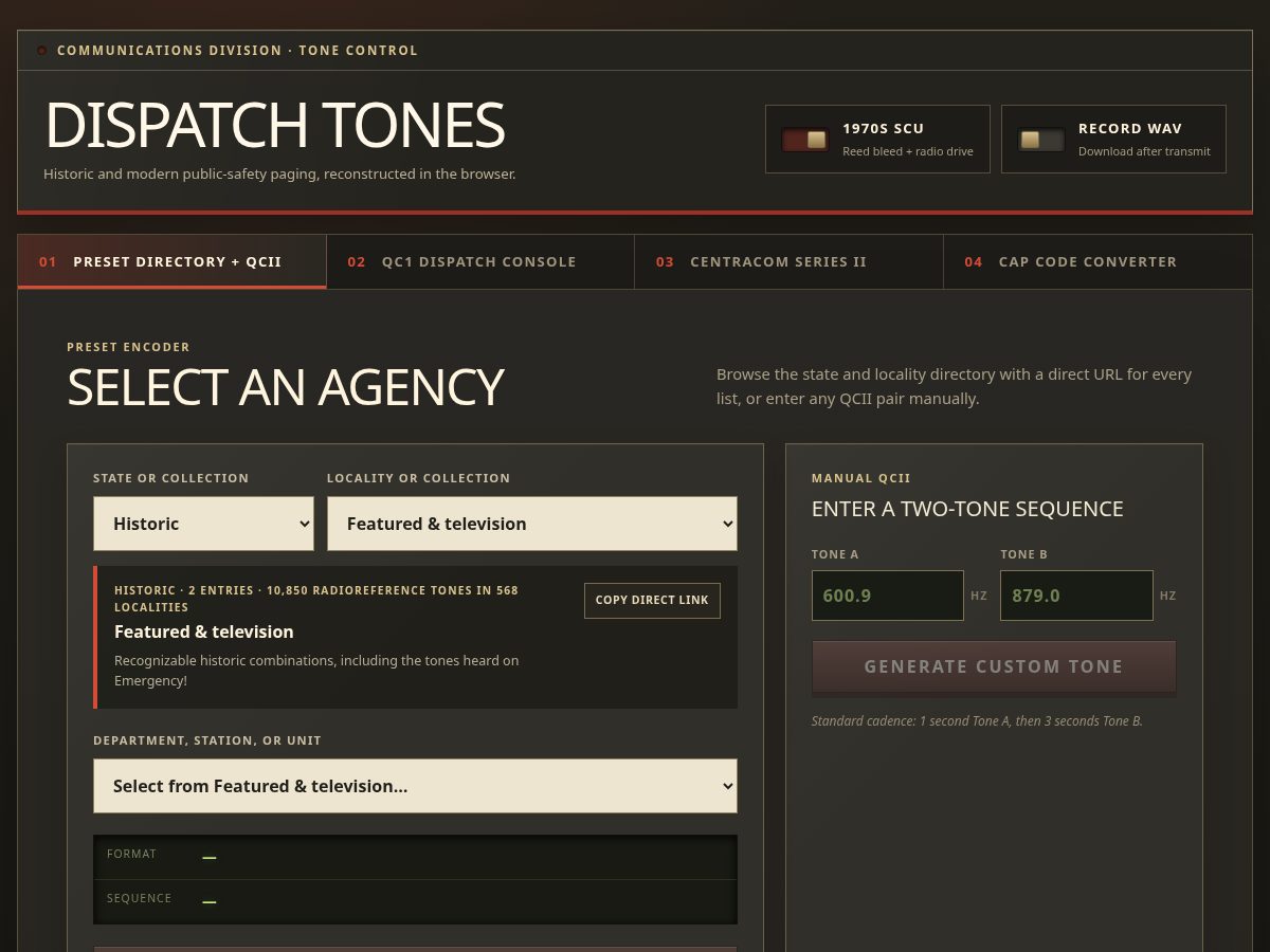 Landing-page snapshot of dispatchtones.com
