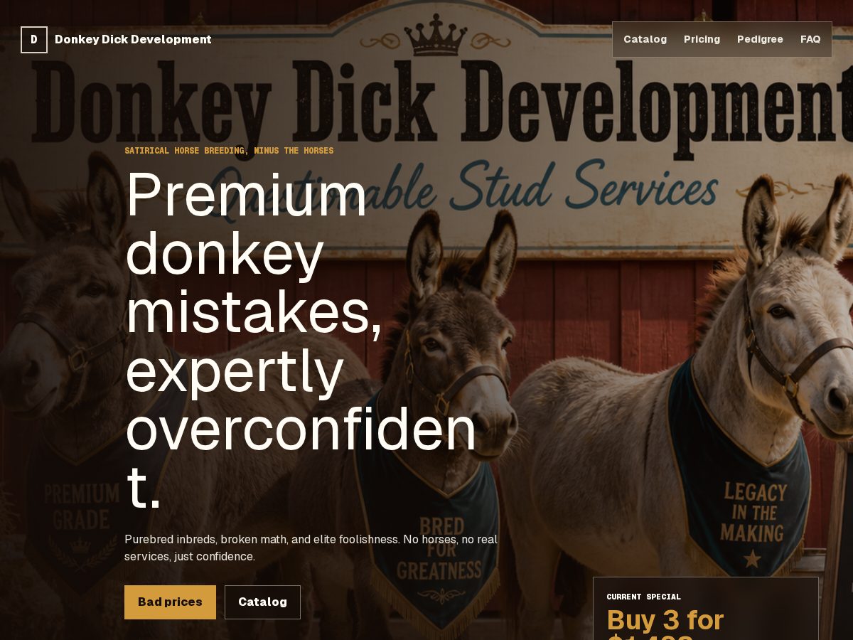 Landing-page snapshot of donkeydickdevelopment.fun