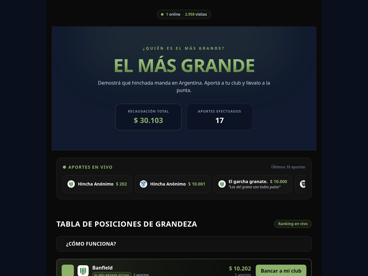 Landing-page snapshot of elmasgrande.lol