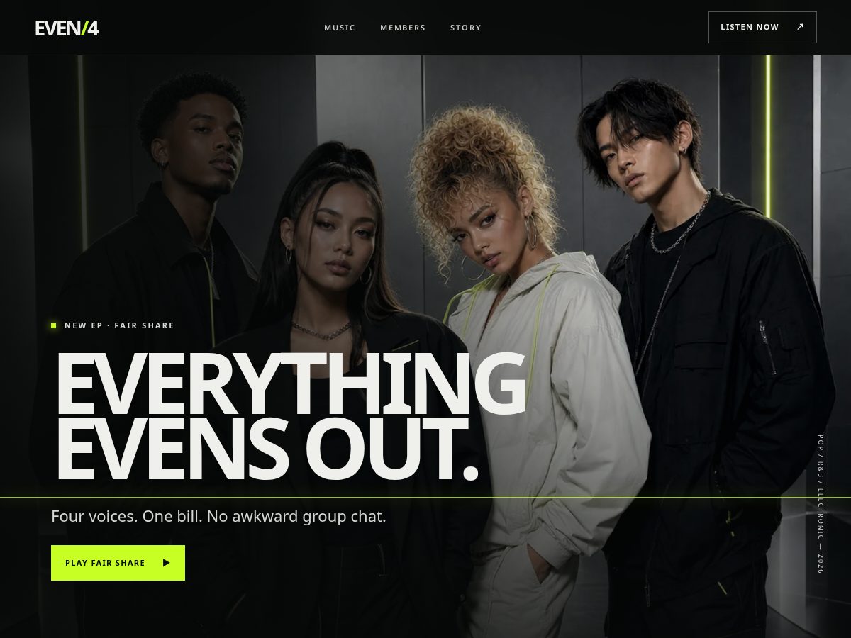 Landing-page snapshot of even4.net