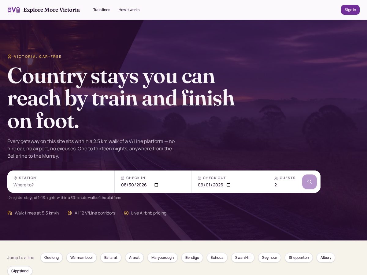 Landing-page snapshot of exploremorevic.com