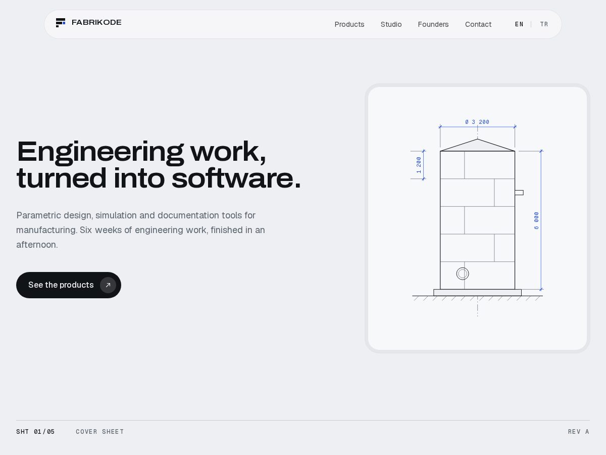 Landing-page snapshot of fabrikode.com