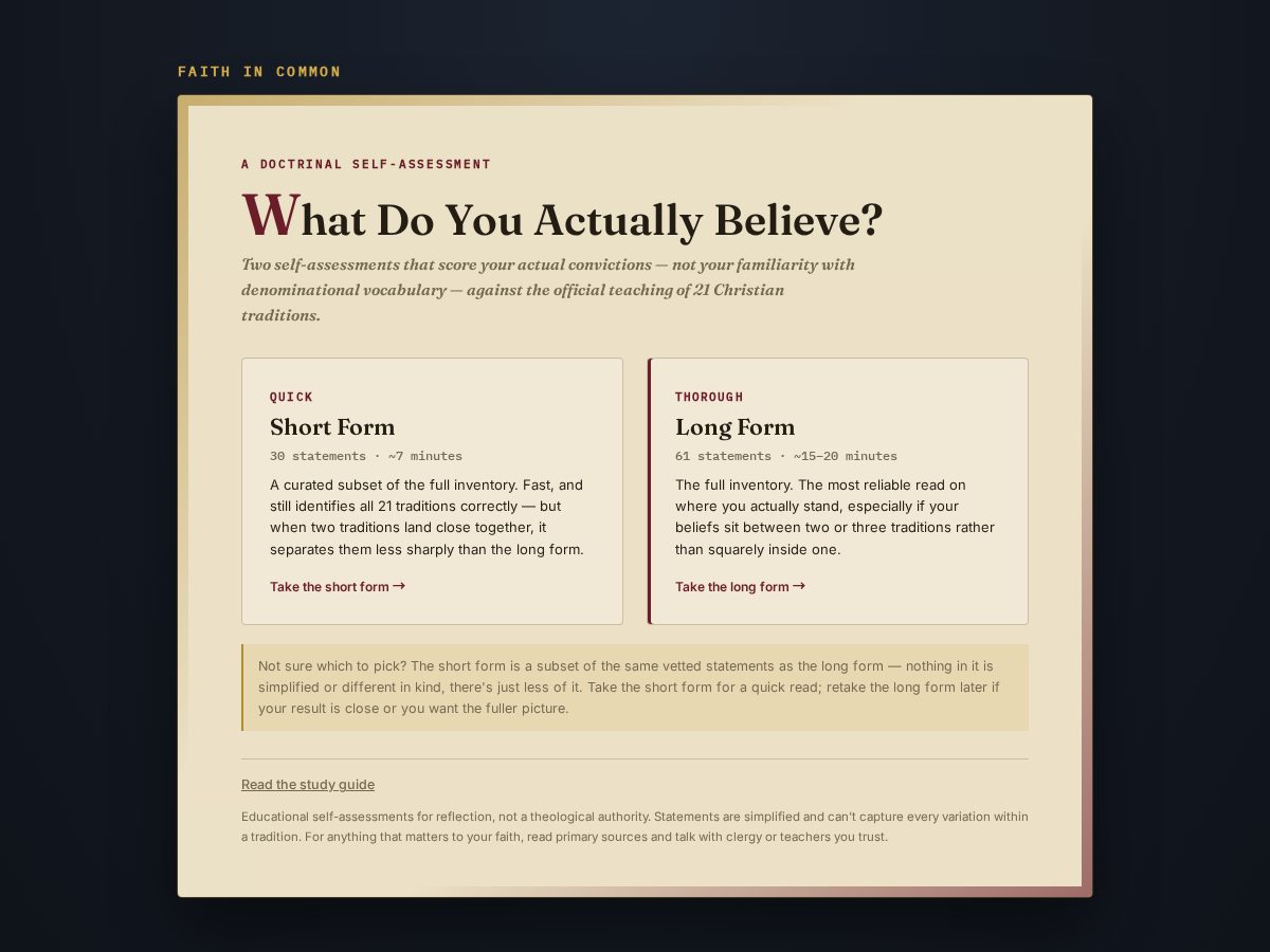 Landing-page snapshot of faithincommon.com