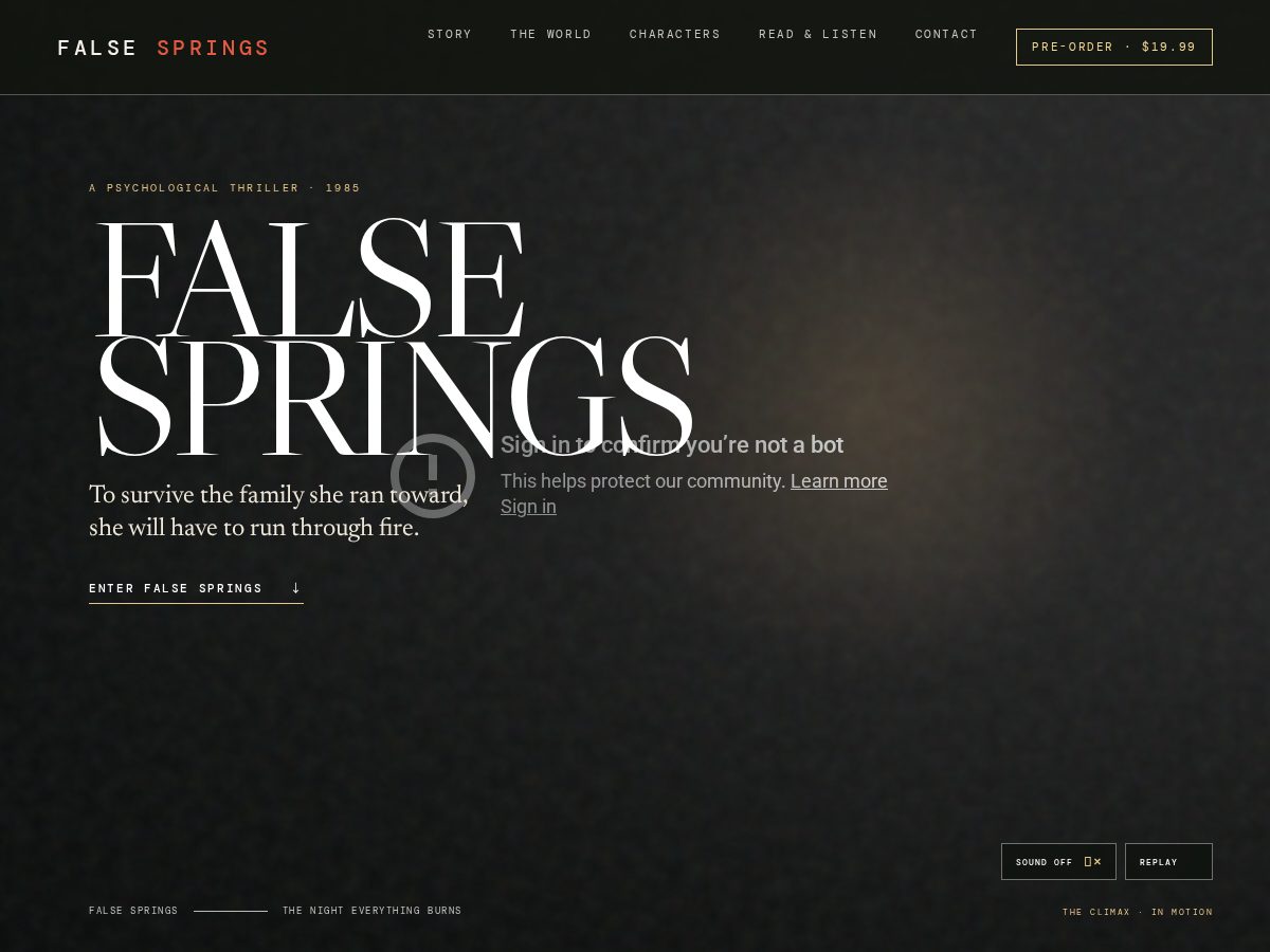 Landing-page snapshot of falsesprings.com
