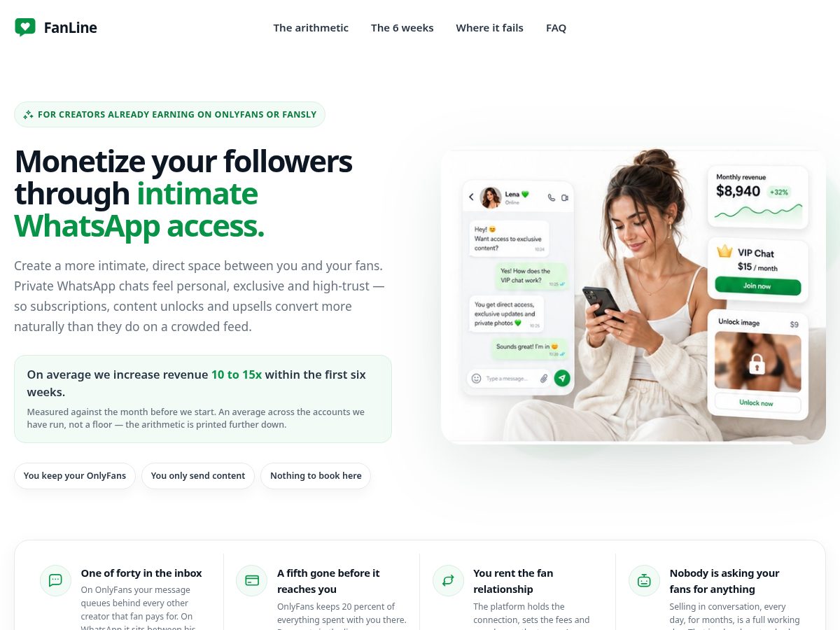Landing-page snapshot of fanlinehq.com