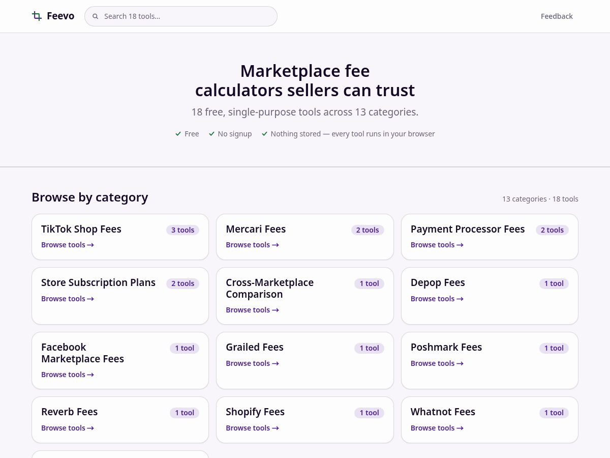 Landing-page snapshot of feevo.app