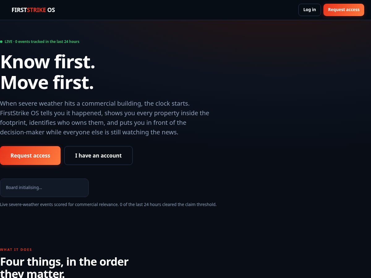 Landing-page snapshot of firststrikeos.com