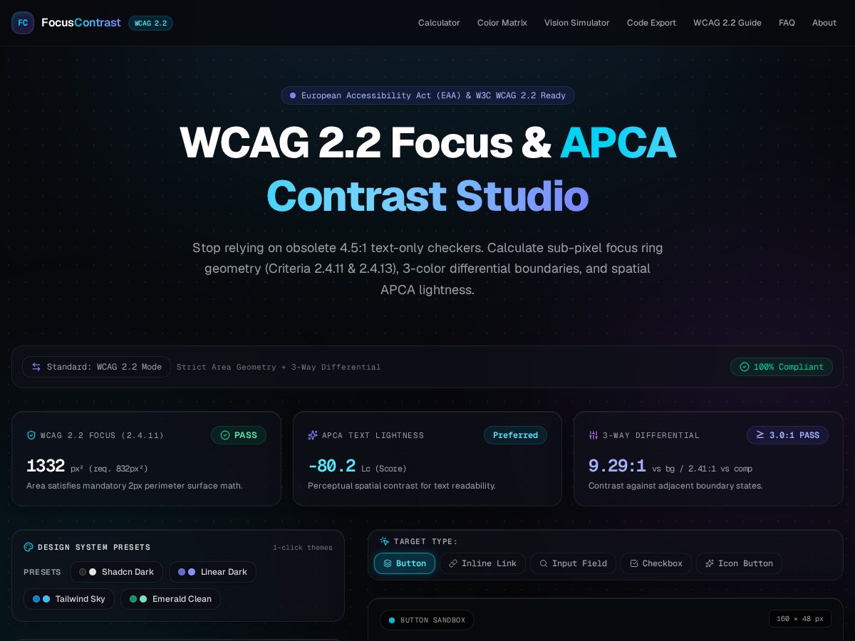 Landing-page snapshot of focuscontrast.com