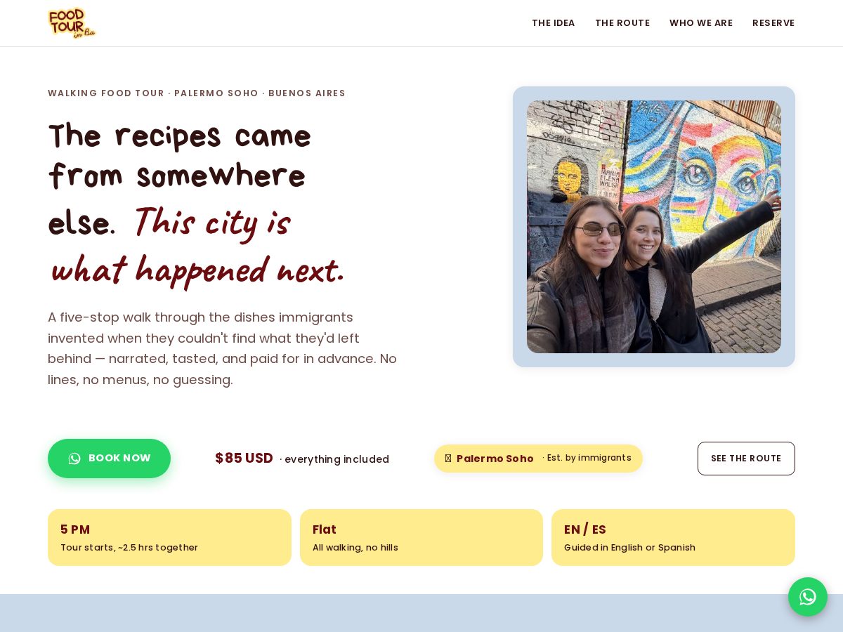 Landing-page snapshot of foodtourinba.com