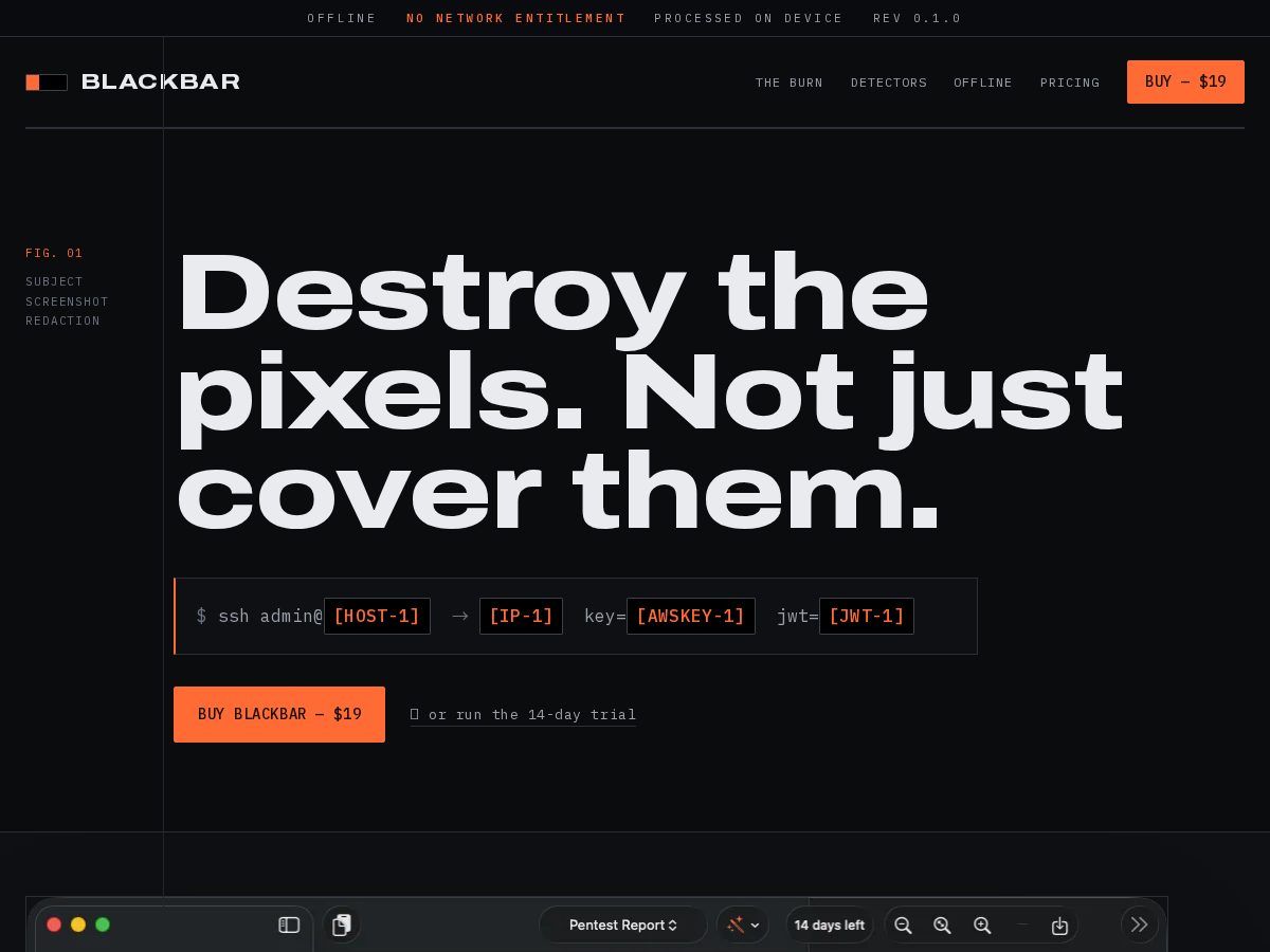 Landing-page snapshot of getblackbar.com