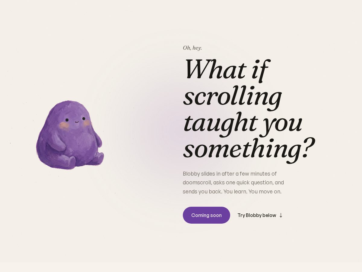 Landing-page snapshot of getblobby.com