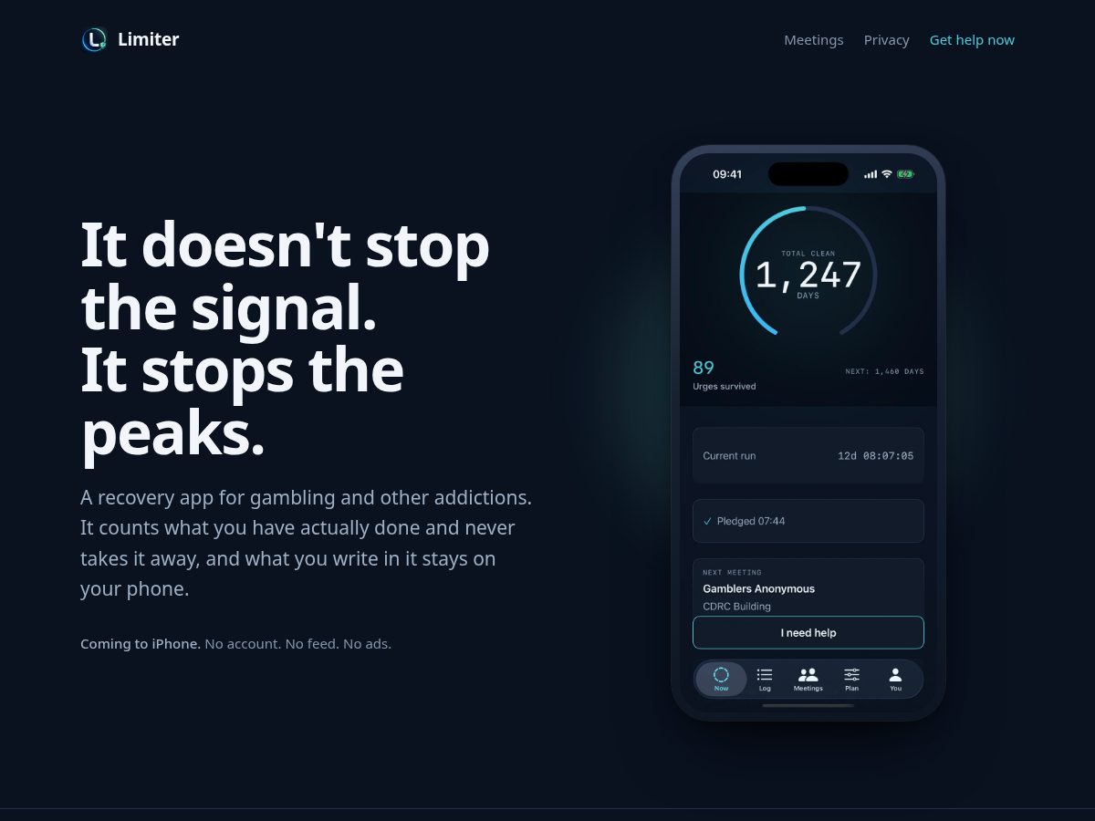 Landing-page snapshot of getlimiter.com