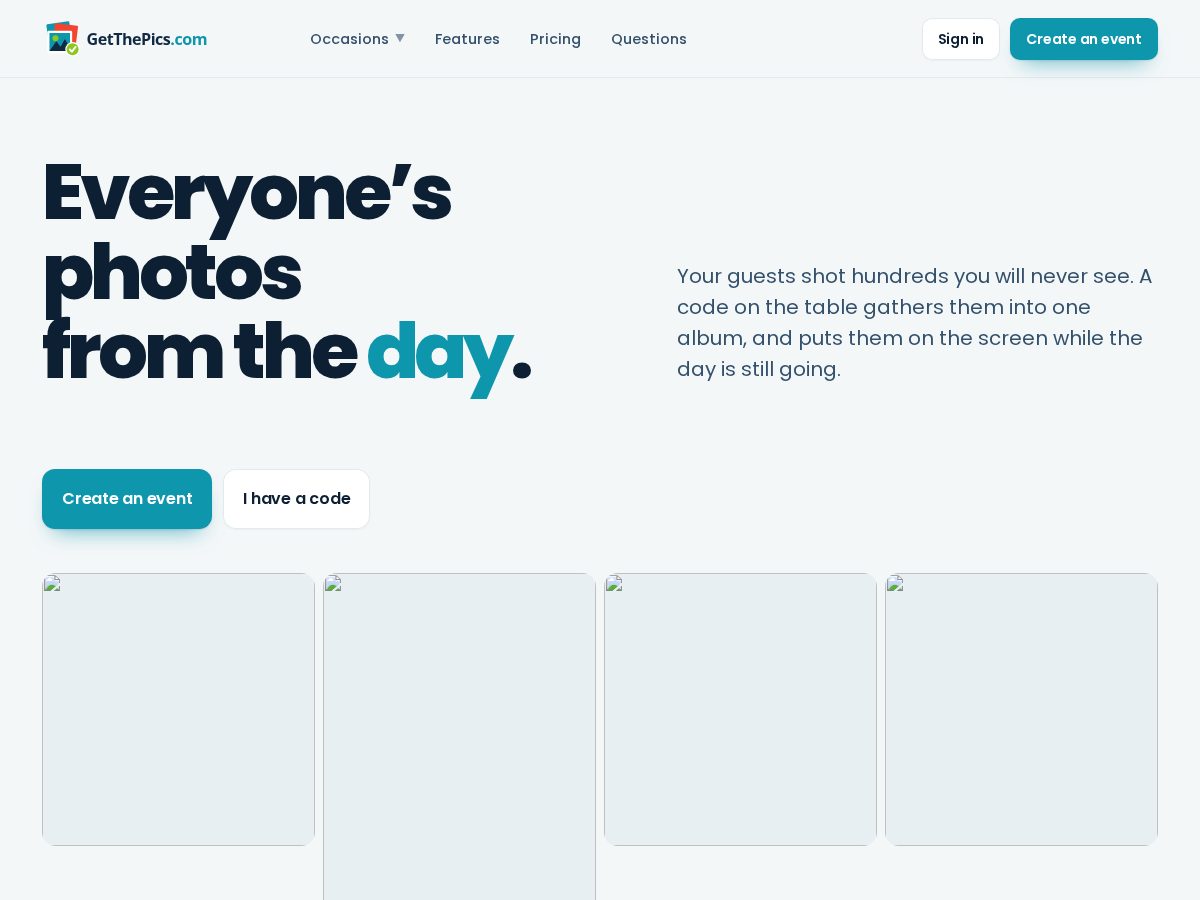 Landing-page snapshot of getthepics.com