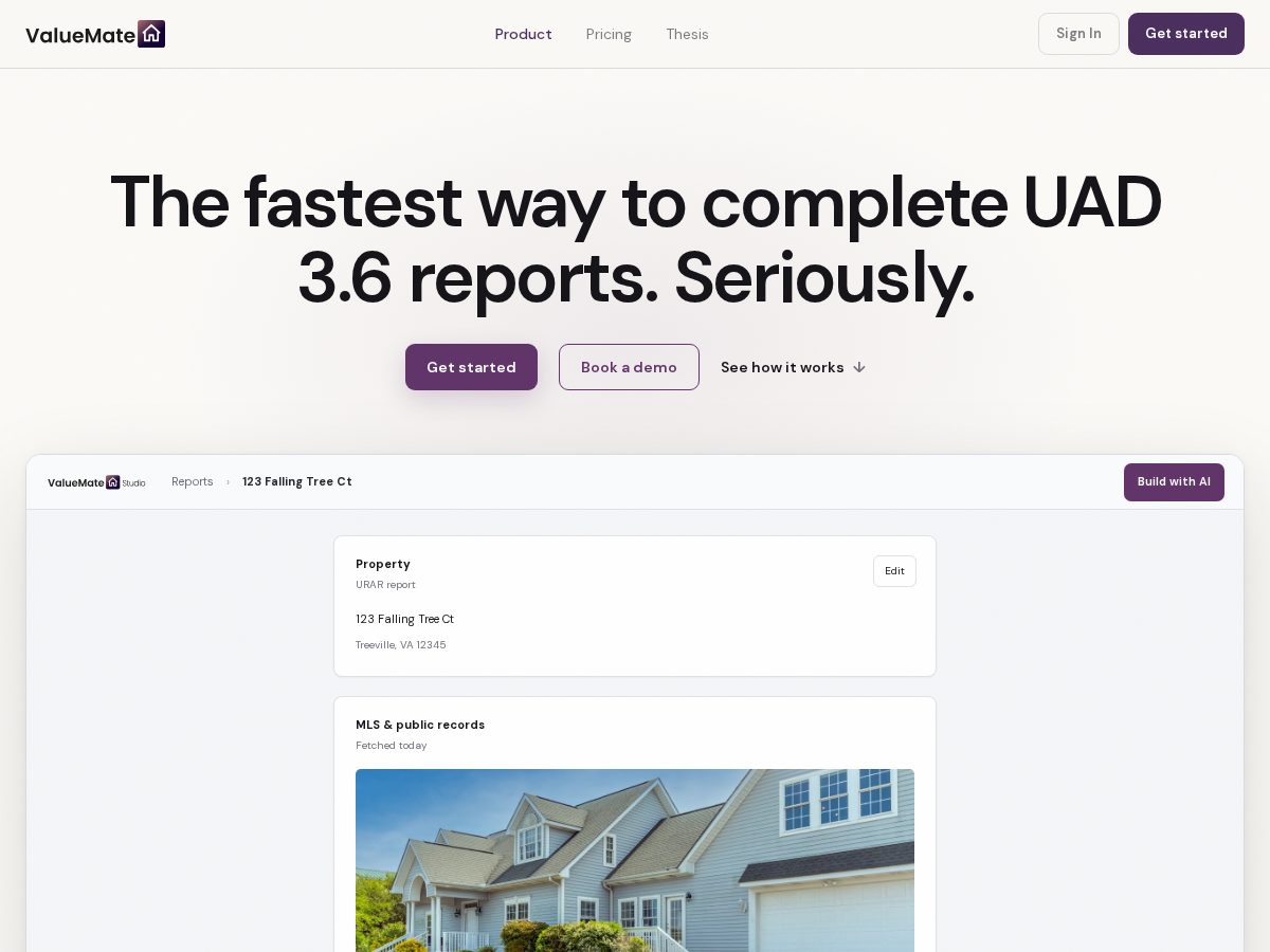 Landing-page snapshot of getvaluemate.com