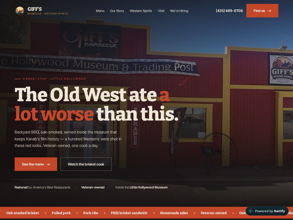Landing-page snapshot of giffsbbq.com