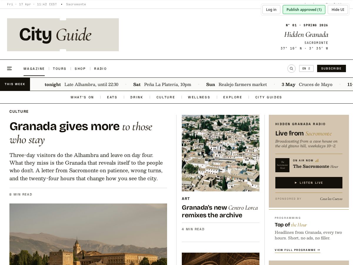 Landing-page snapshot of granadacityguide.com