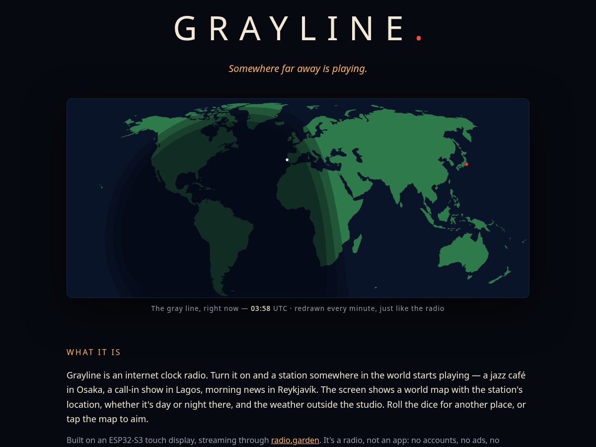 Landing-page snapshot of greylineradio.com
