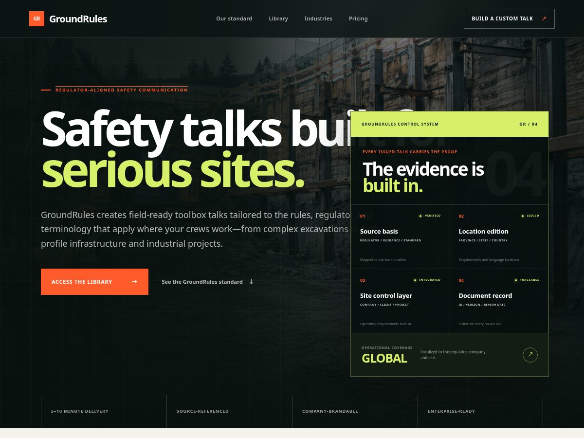 Landing-page snapshot of groundrulestechnologies.com