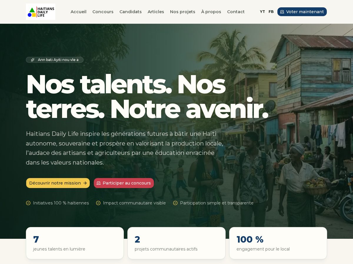 Landing-page snapshot of haitiansdailylife.com