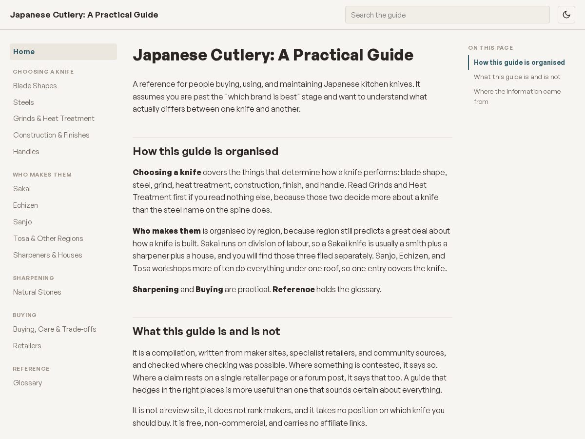 Landing-page snapshot of hamono.guide