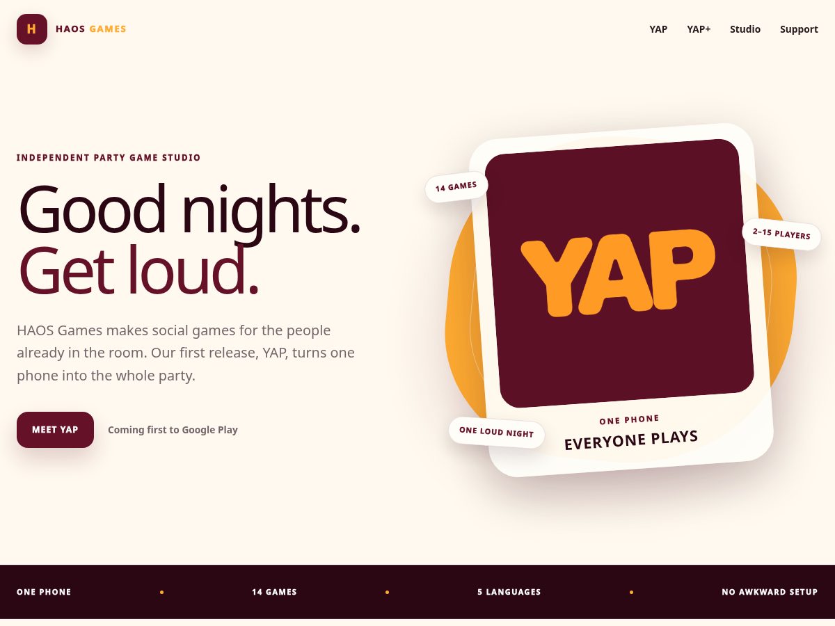 Landing-page snapshot of haosgames.com