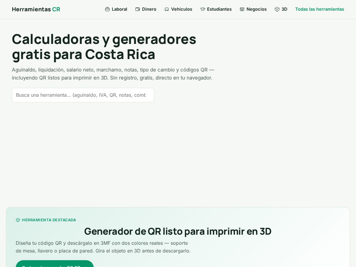 Landing-page snapshot of herramientascr.com