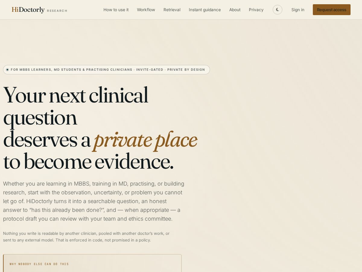 Landing-page snapshot of hidoctorly.com