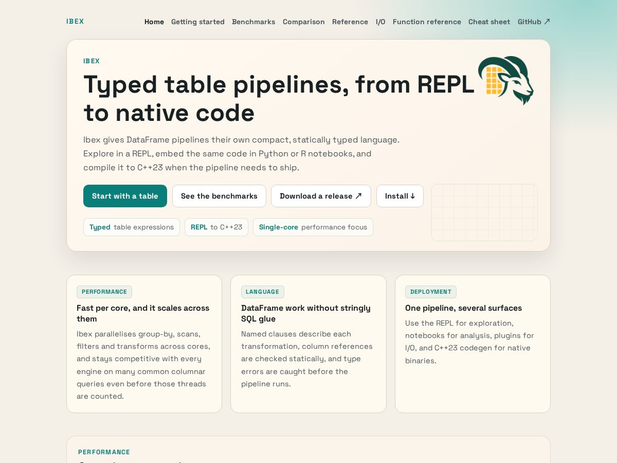 Landing-page snapshot of ibexlang.org