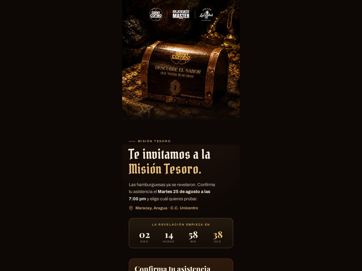 Landing-page snapshot of invitaciongrancombo.com