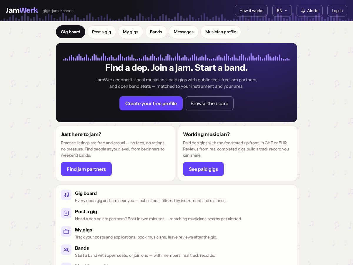 Landing-page snapshot of jamwerk.app