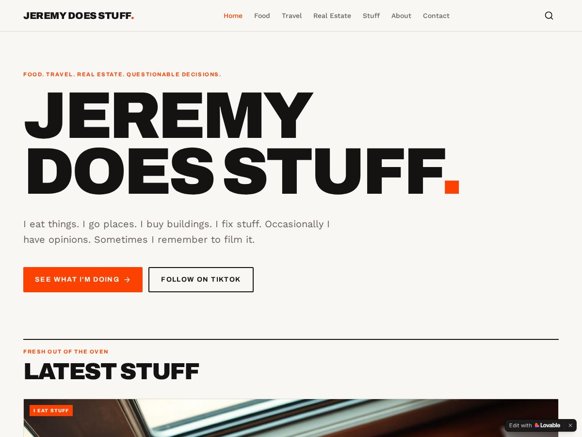 Landing-page snapshot of jeremydoesstuff.com