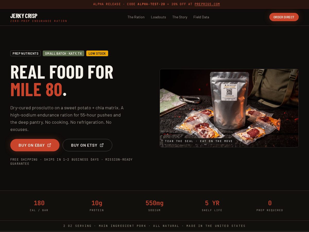 Landing-page snapshot of jerkycrisp.fit