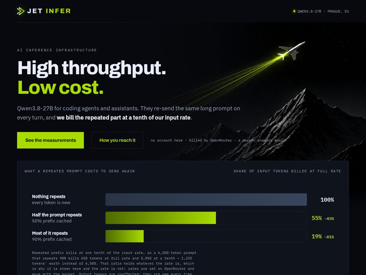 Landing-page snapshot of jetinfer.com