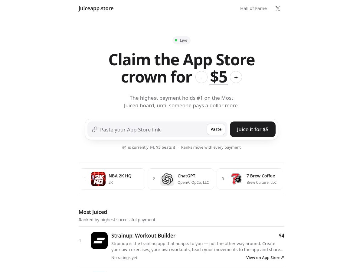 Landing-page snapshot of juiceapp.store