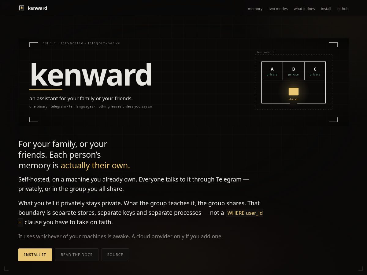 Landing-page snapshot of kenward.tech