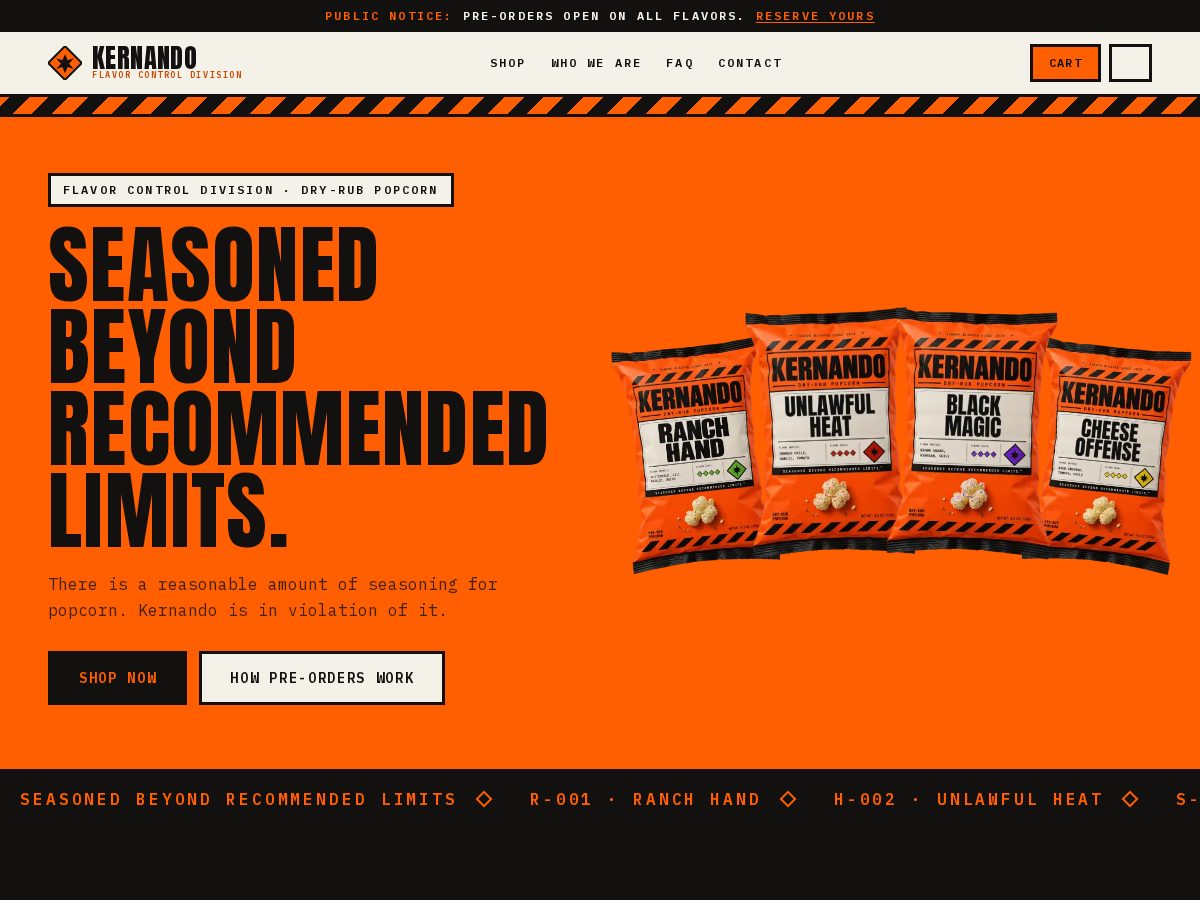 Landing-page snapshot of kernando.com