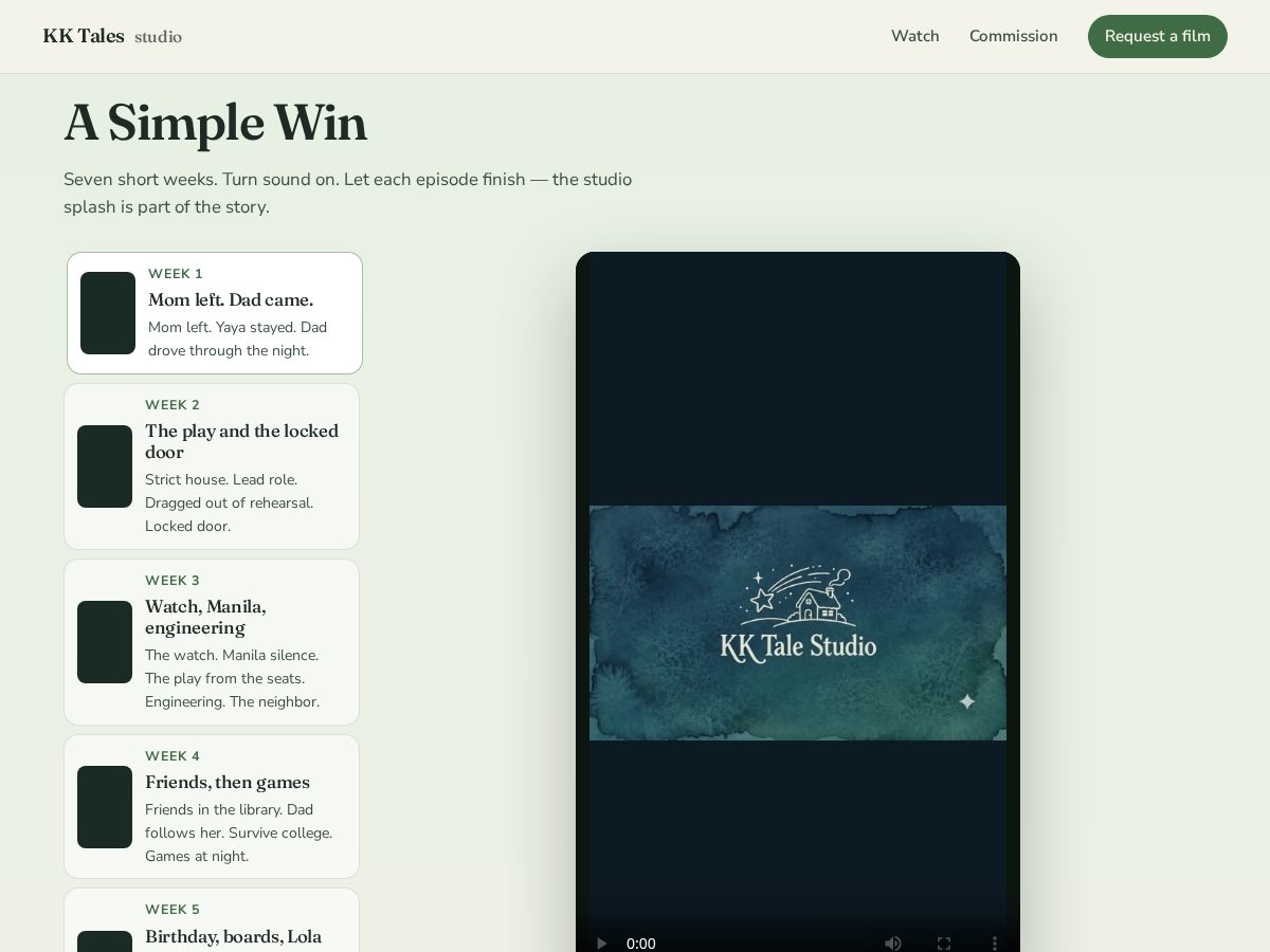 Landing-page snapshot of kktales.com