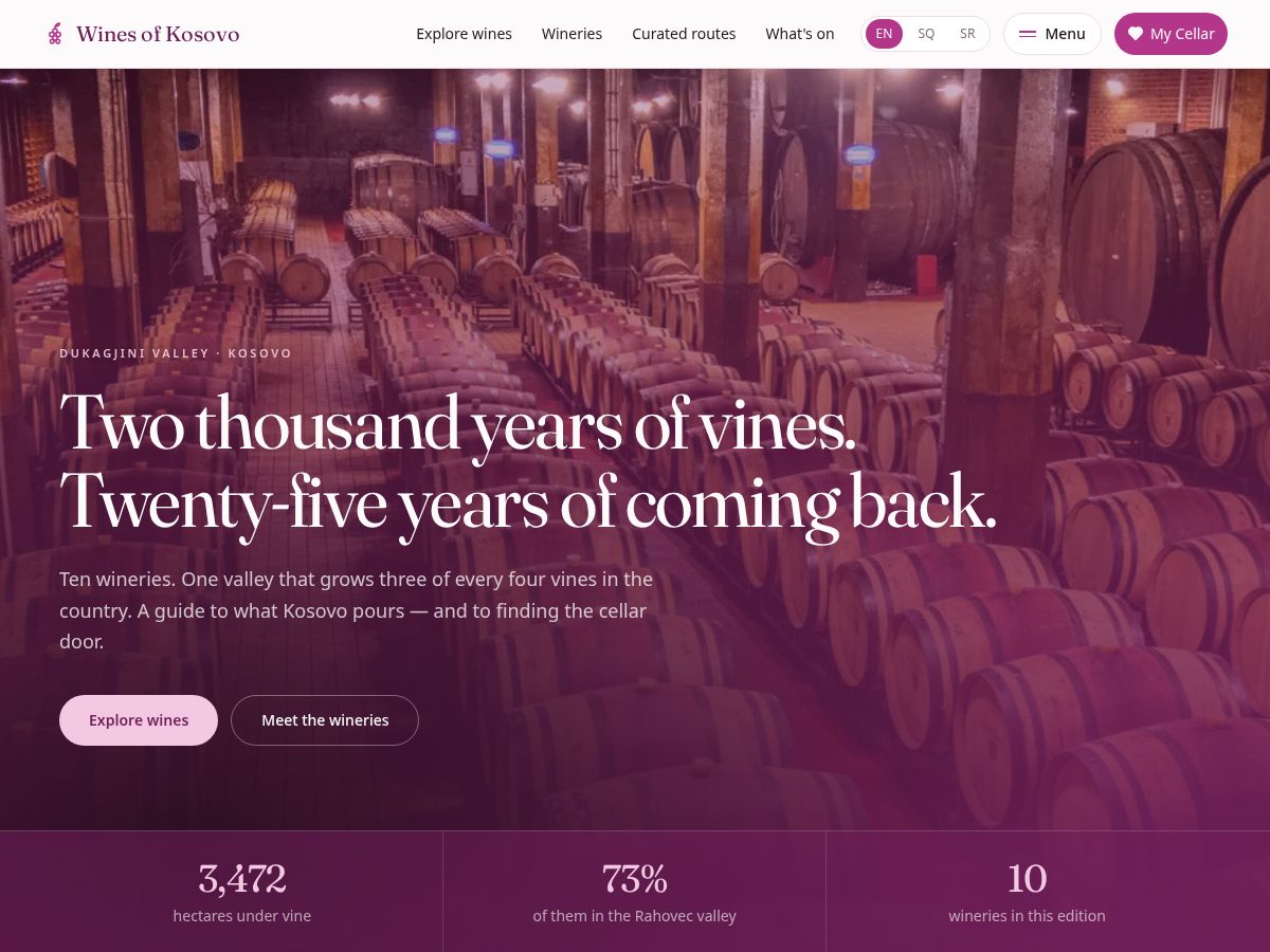 Landing-page snapshot of kosovawinecatalog.com