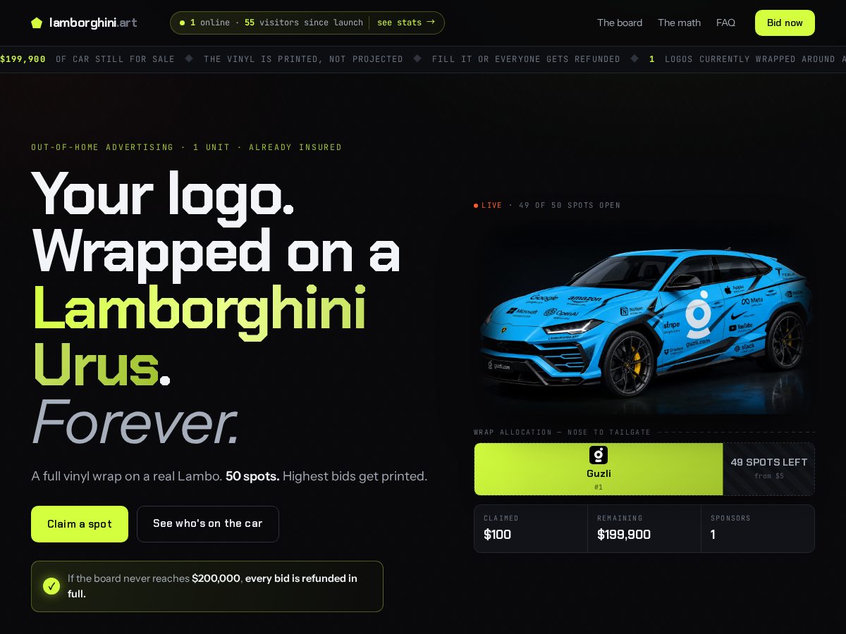 Landing-page snapshot of lamborghini.art