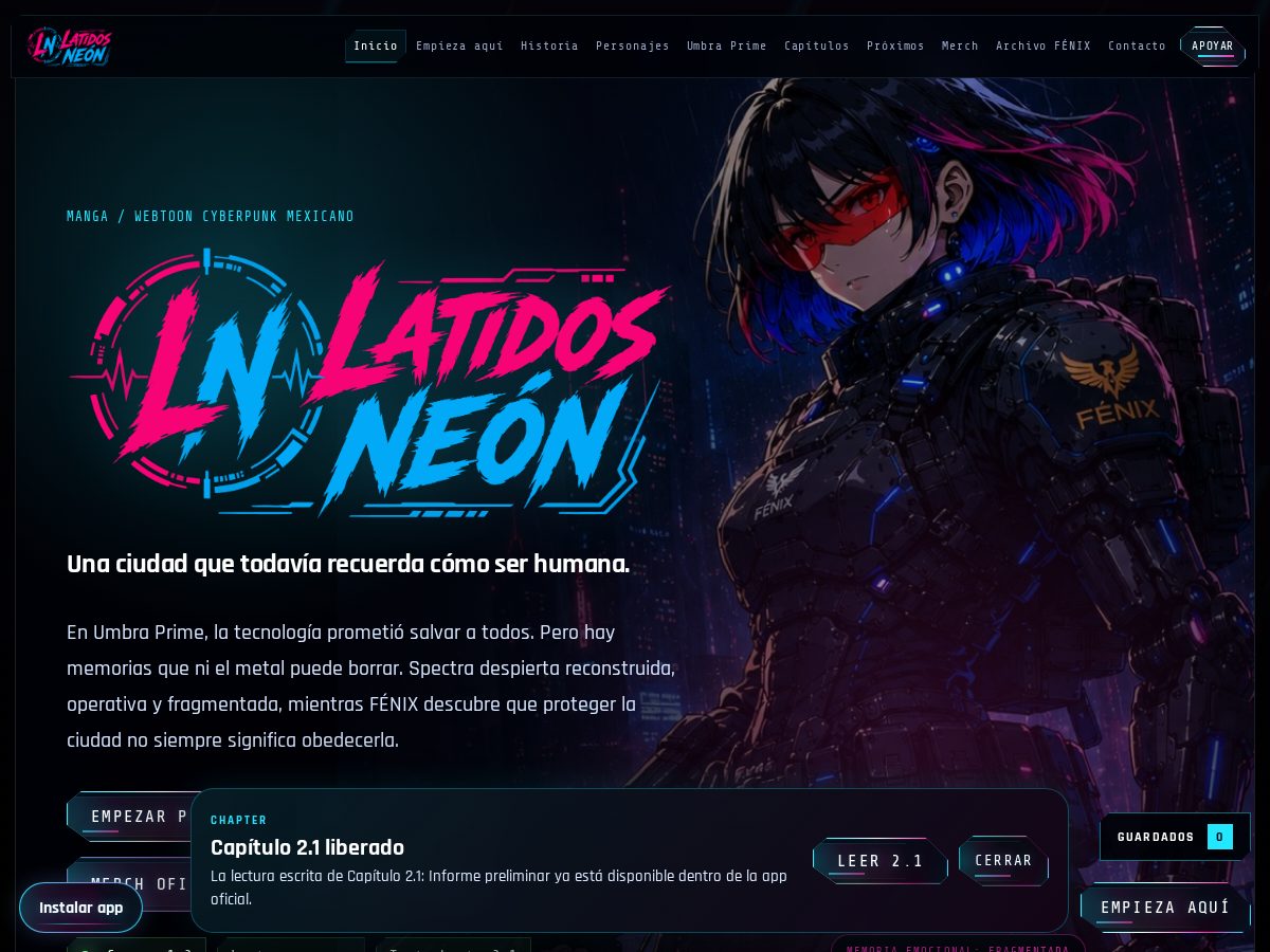 Landing-page snapshot of latidosneon.com