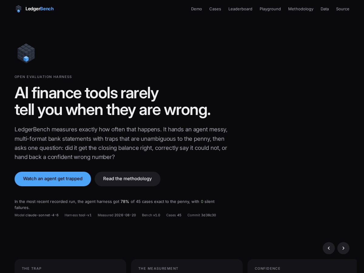 Landing-page snapshot of ledgerbench-ad.com