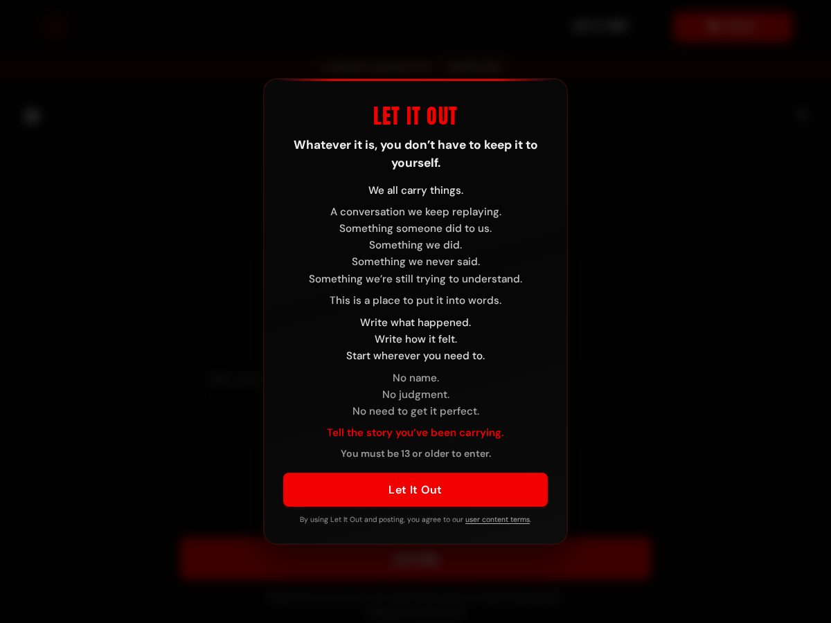 Landing-page snapshot of letitoutproject.com